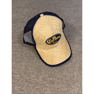 Vintage Corona Beer SnapBack Straw Front Blue Deadstock